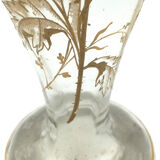 Art Nouveau vase with Painted decoration of Poppies and Butterfly 1900