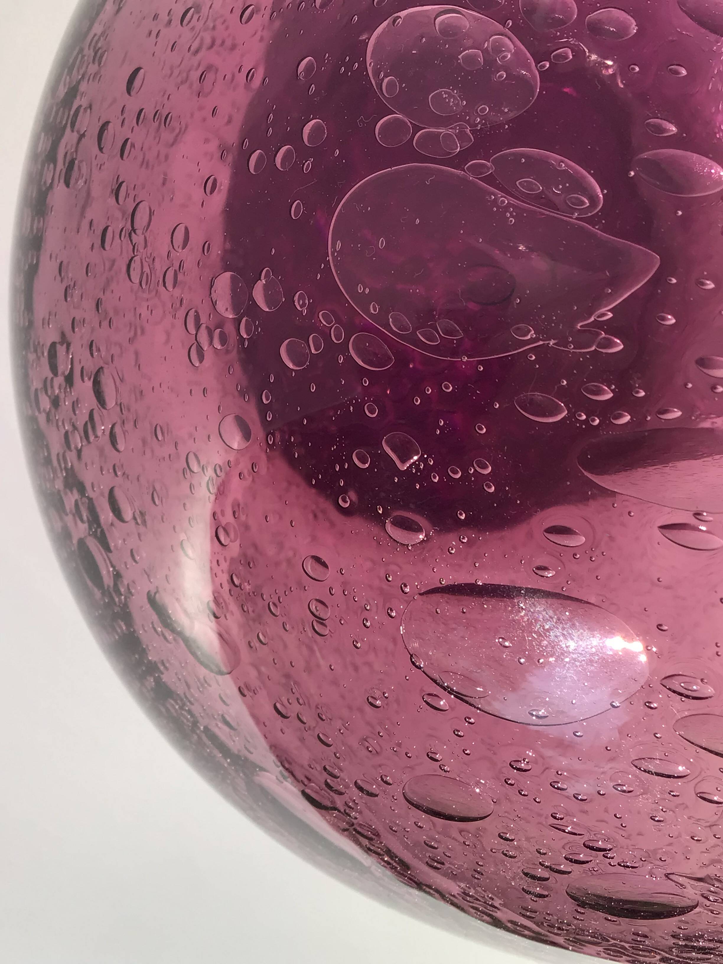 Bubble mouth blown glass vase Biot style height 22cm