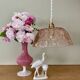 Vintage lampshade pendant light in pink molded glass - tableware collection -