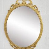 Oval Brass Medallion Mirror, Italy, 1950s