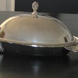 Foie gras dish with duck-shaped bell and double bottom