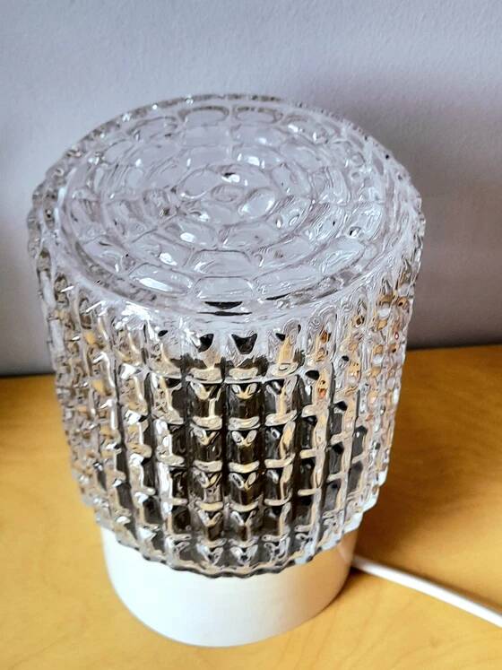 Pair of textured glass lamps 1970