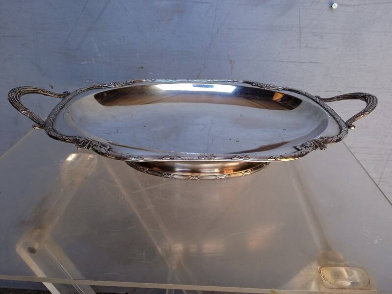 Louis XVI silver plated metal table centerpiece dish