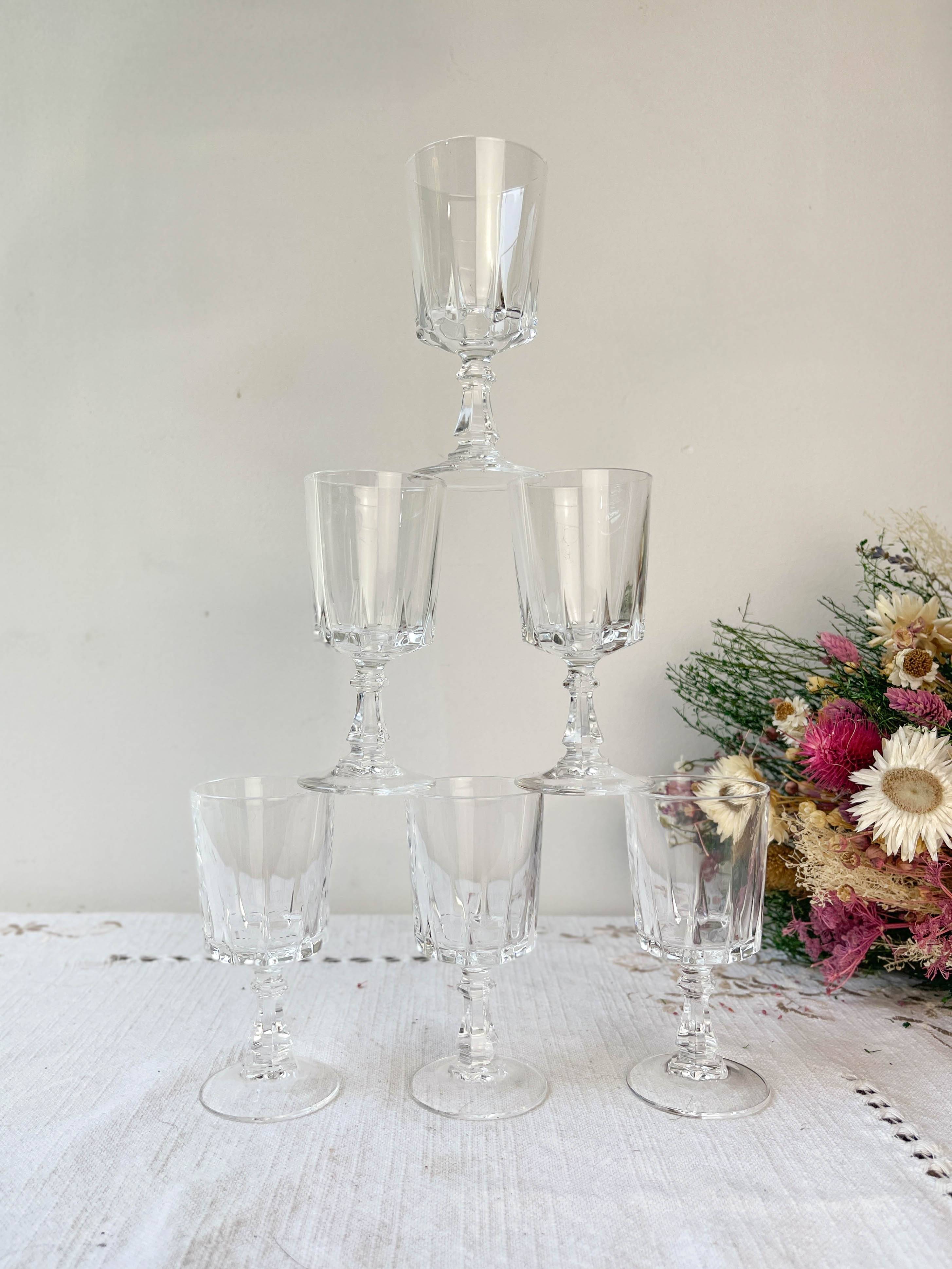 6 Arques crystal water glasses, Louvre model