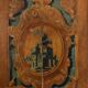 Antique painted poplar screen, landscape, baroque, 18th century