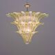 Mid-Century Murano Glass Palmette Chandelier in Green and Clear Glass, Ital