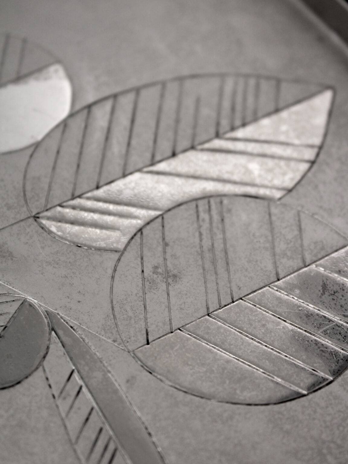 Botanical Engraved Vintage Serving Tray, 1940s