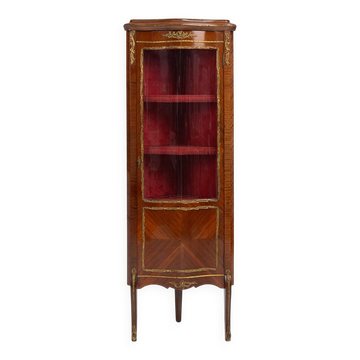 French Louis XV Style Corner Display Cabinet with Arched Glass, 1950