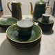Vintage coffee and dessert service in green porcelain with gilding – 25 pieces