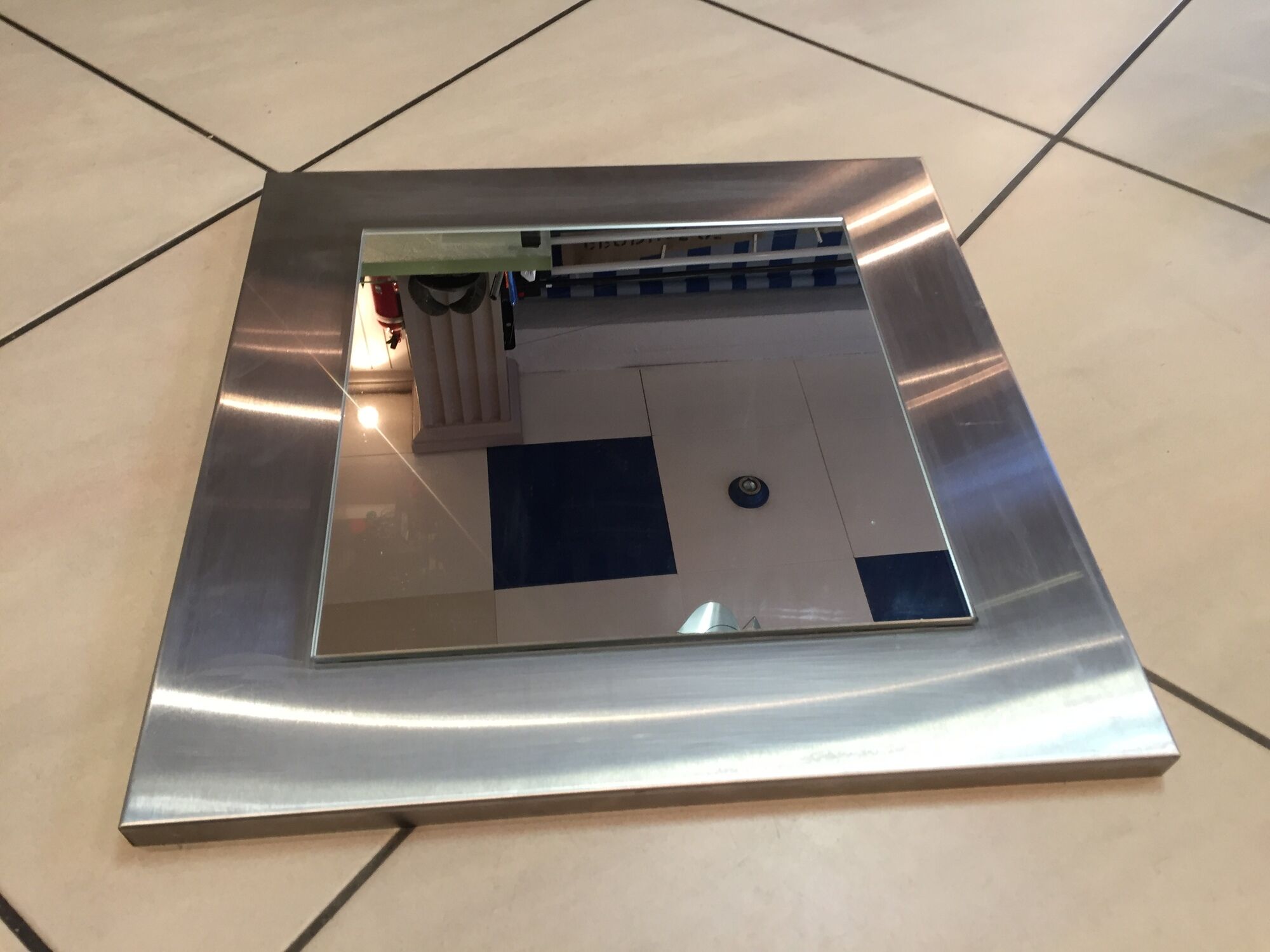 Square mirror 45x45cm 1970s stainless