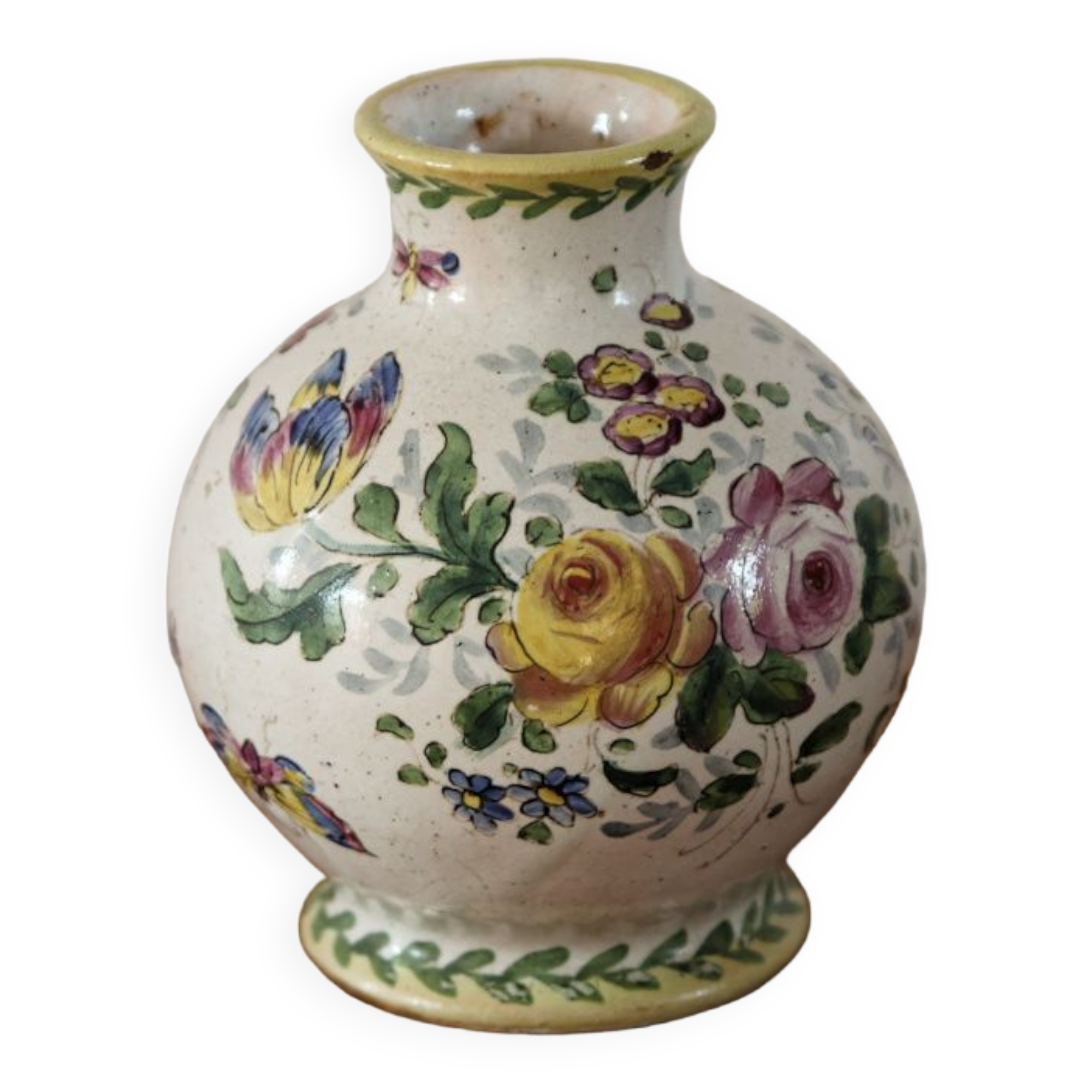 Earthenware ball vase, signed Veuve Perrin