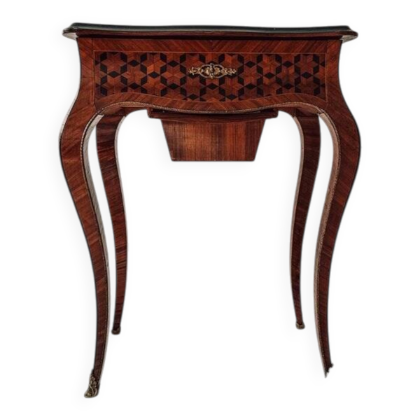 Table de toilette en marqueterie Louis XV / Louis-Philippe, 1850-1900