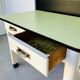 Kitchen table with drawers formica tray wooden footing 1950