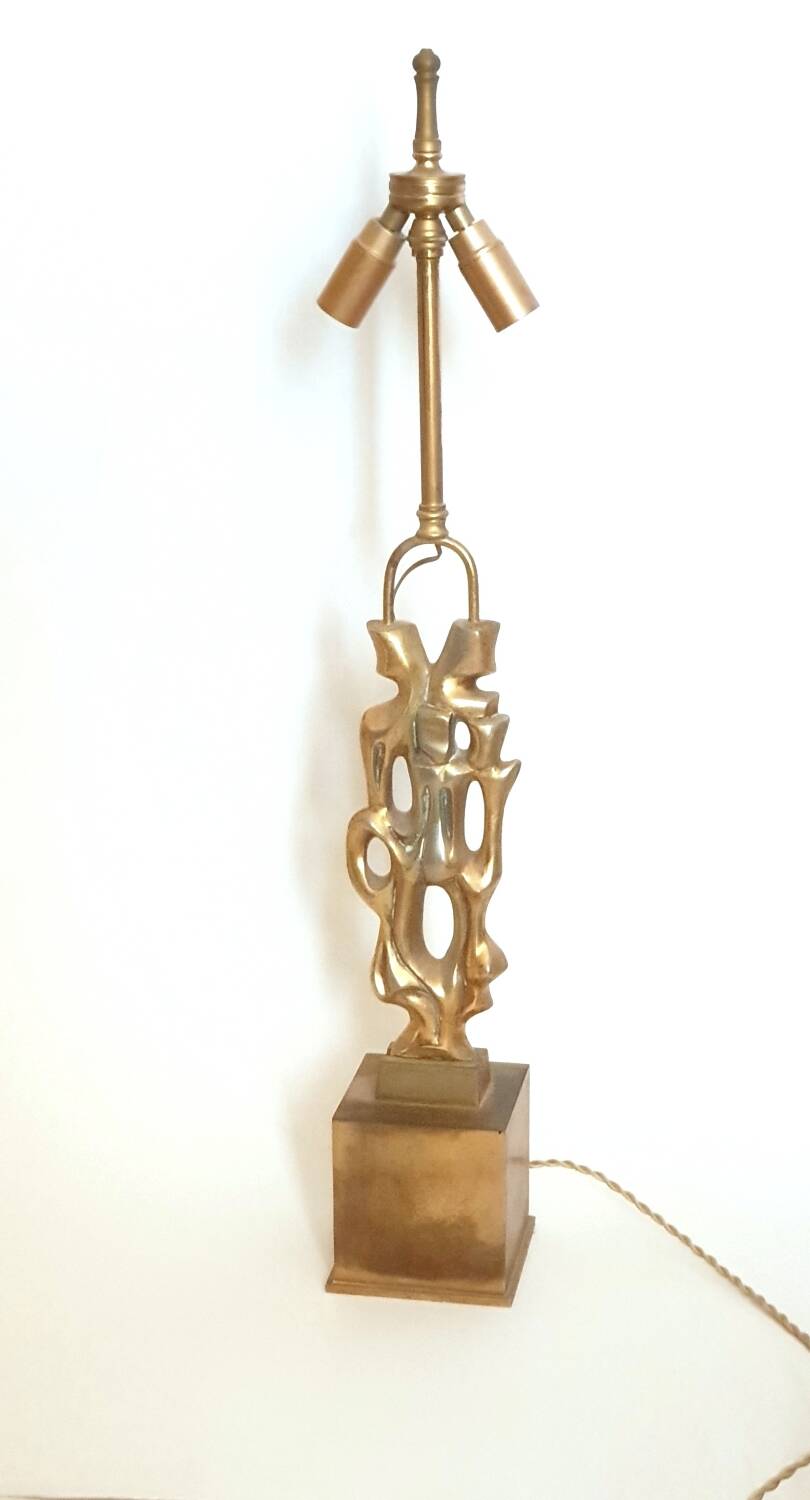 Desk lamp in gilded bronze by Papineau, 1970s