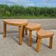 Set 3 Vintage brutalist oak side nesting tables triangular