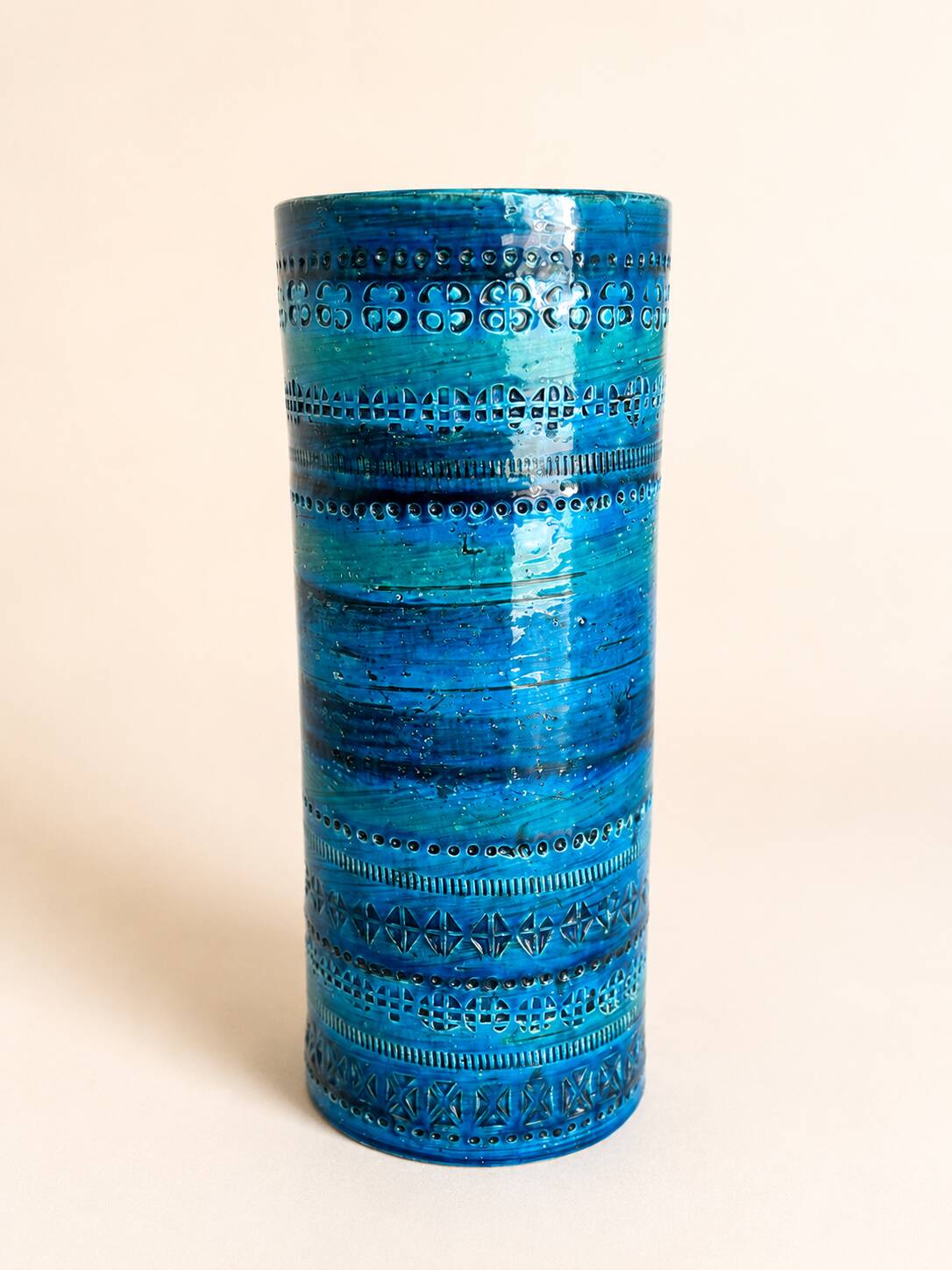 Large Rimini Blue Vintage Vase Italy - Bitossi - Aldo Londi 31 cm