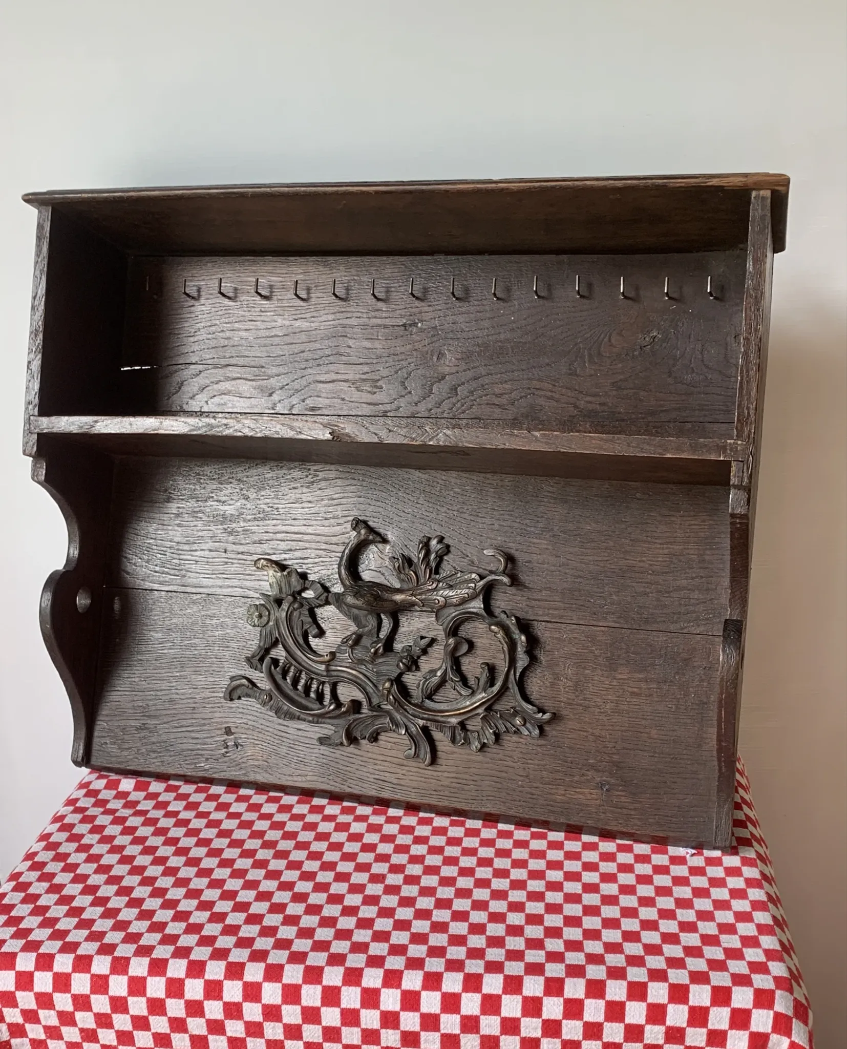 Antique wall shelf in solid oak and bronze - Rococo style XIX