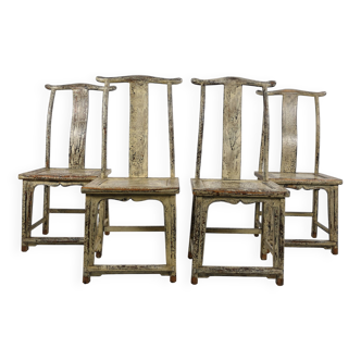 Set of Four 19th-Century Chinese Yoke-Back Chairs, circa 1890