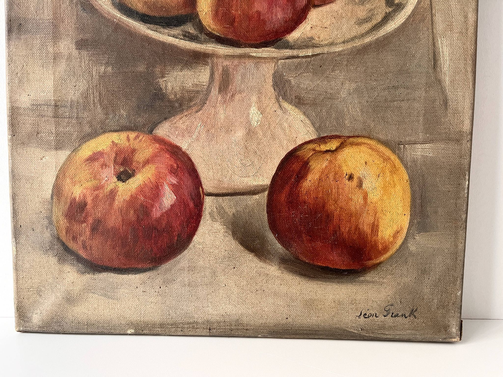 Nature morte aux pommes circa 1930, tableau à l'huile sur toile