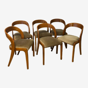 Série 6 chaises vintages baumann modem 14 sled