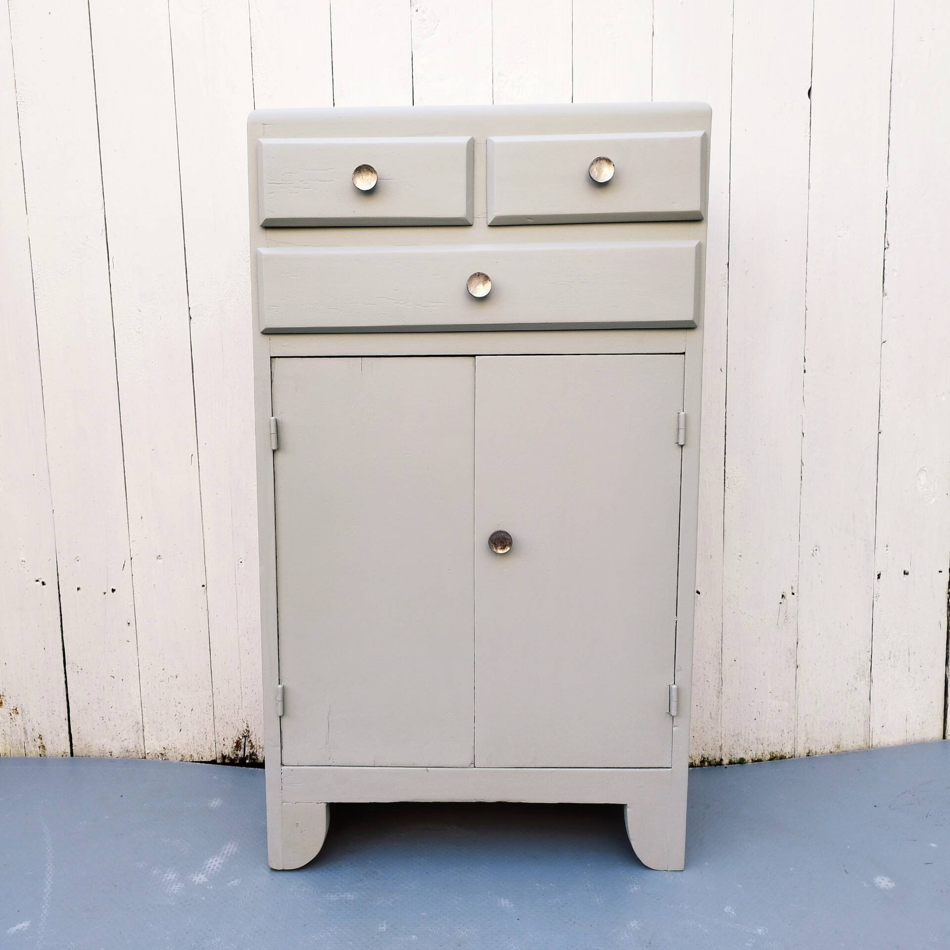 Vintage gray painted wood side furniture