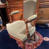 18th century Louis XVI green velvet cabriolet armchair
