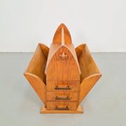 Art Deco Magazine Rack with Three Drawers, 1930s