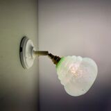 Vintage tulip wall lamp in clichy glass green mint