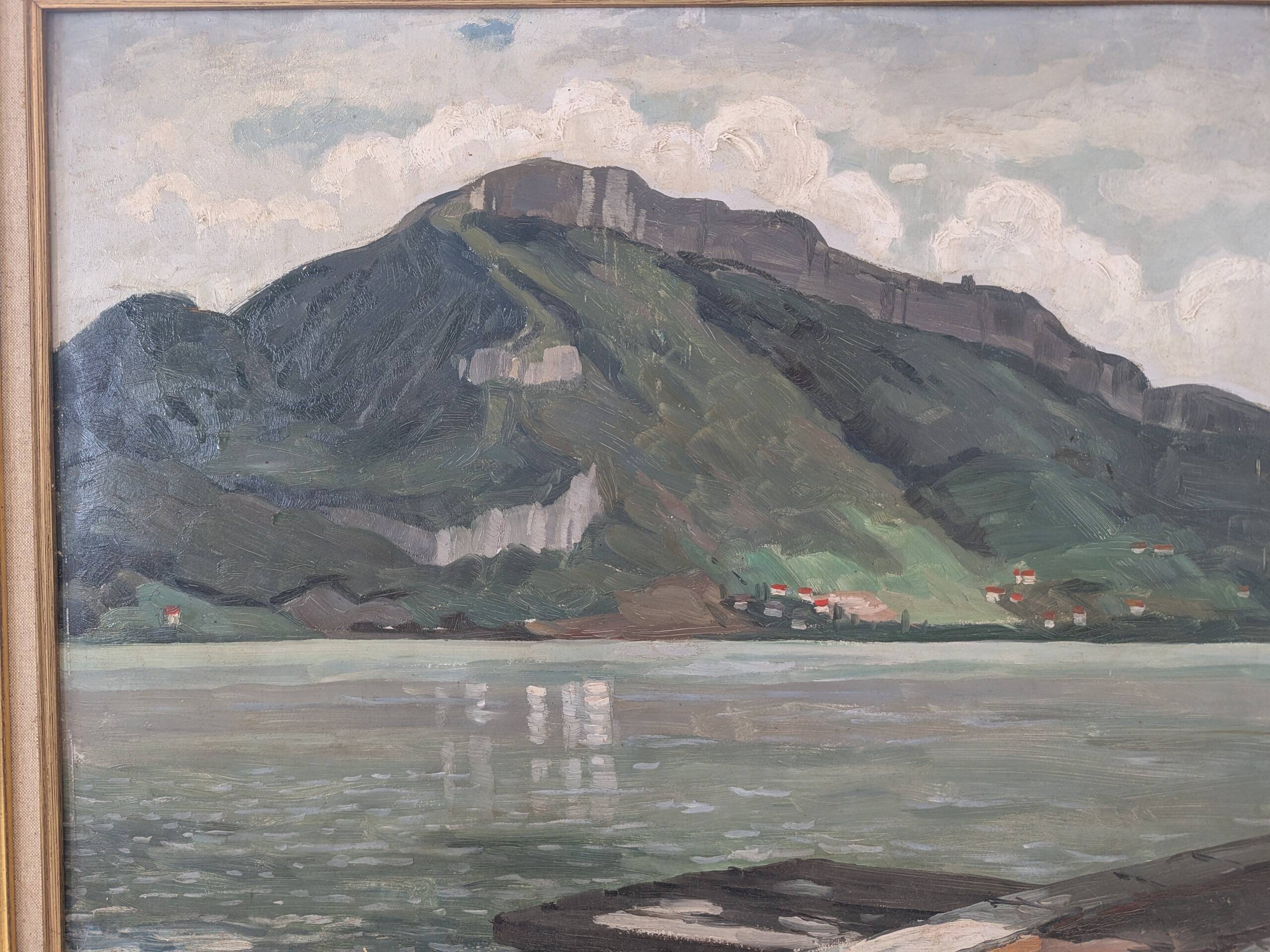 Oil on panel Mountain landscape by WEINMANN