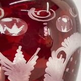 Vase en verre coupé à la main Egermann Ruby Red, Tchécoslovaquie, années 1940