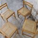 Set of 4 vintage pine chairs with cane seats