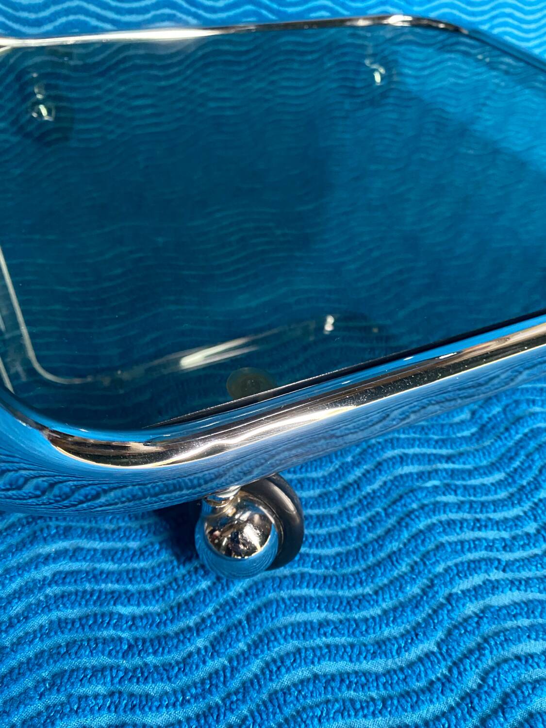 Vintage 1970 rectangular chrome oval profile rolling dessert trolley 2