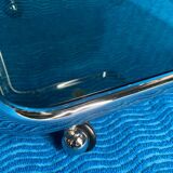 Vintage 1970 rectangular chrome oval profile rolling dessert trolley 2