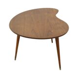 Solid Wood Kidney-Shaped Coffee Table Side Table 1960s