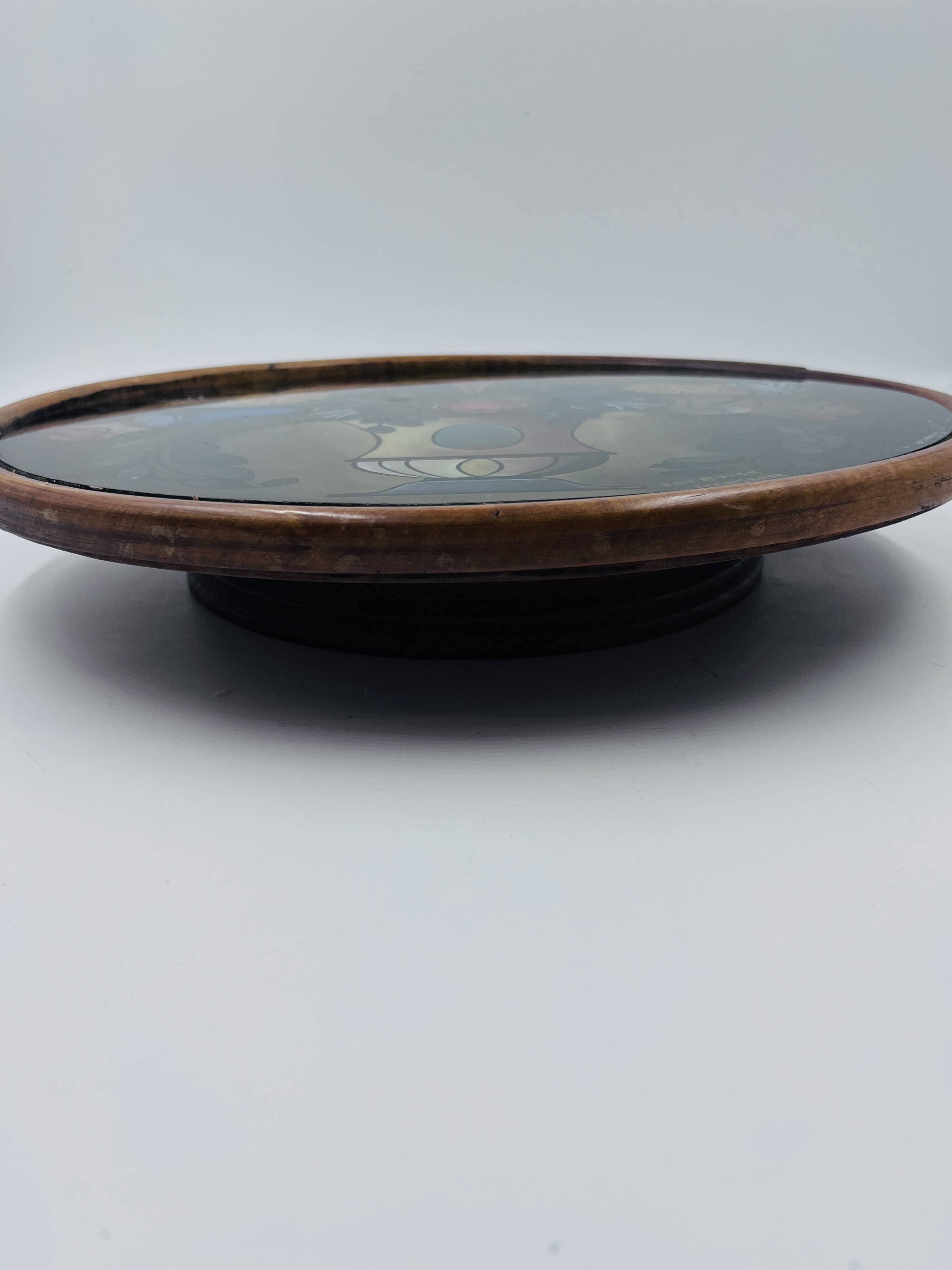 Art Deco painted glass pie dish