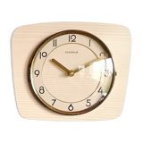 Vintage clock formica silent rectangular wall clock "Kienzle gilded wood"