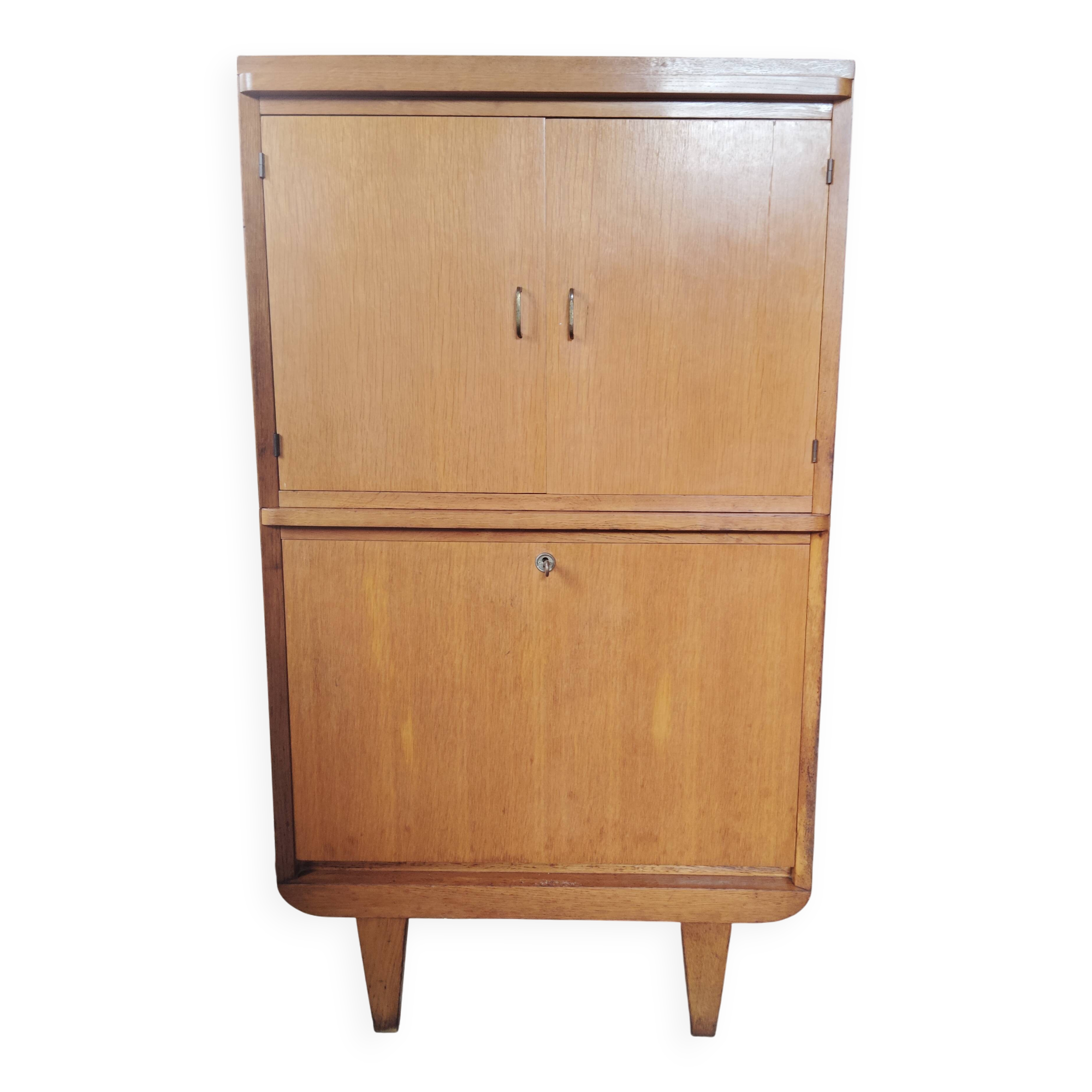Vintage storage unit with compass legs