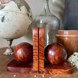 Art Deco bookends in elm burl