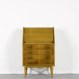 Midcentury Bureau Desk Cabinet In Teak Vintage Modern Danish Style