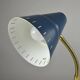 Blue Metal, Brass & Teak Table or Desk Lamp by Ringus, Sweden, 1950s