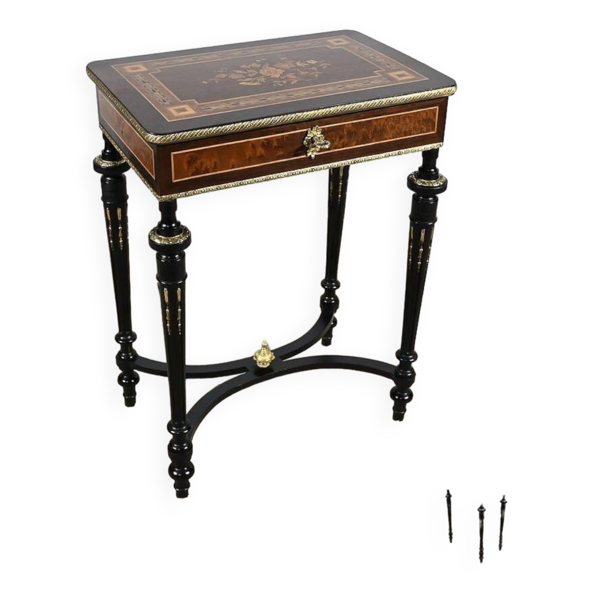 Small Living Room Table in Rosewood and Amboyna Burl, Louis XVI style, Napoleon III period – Mili