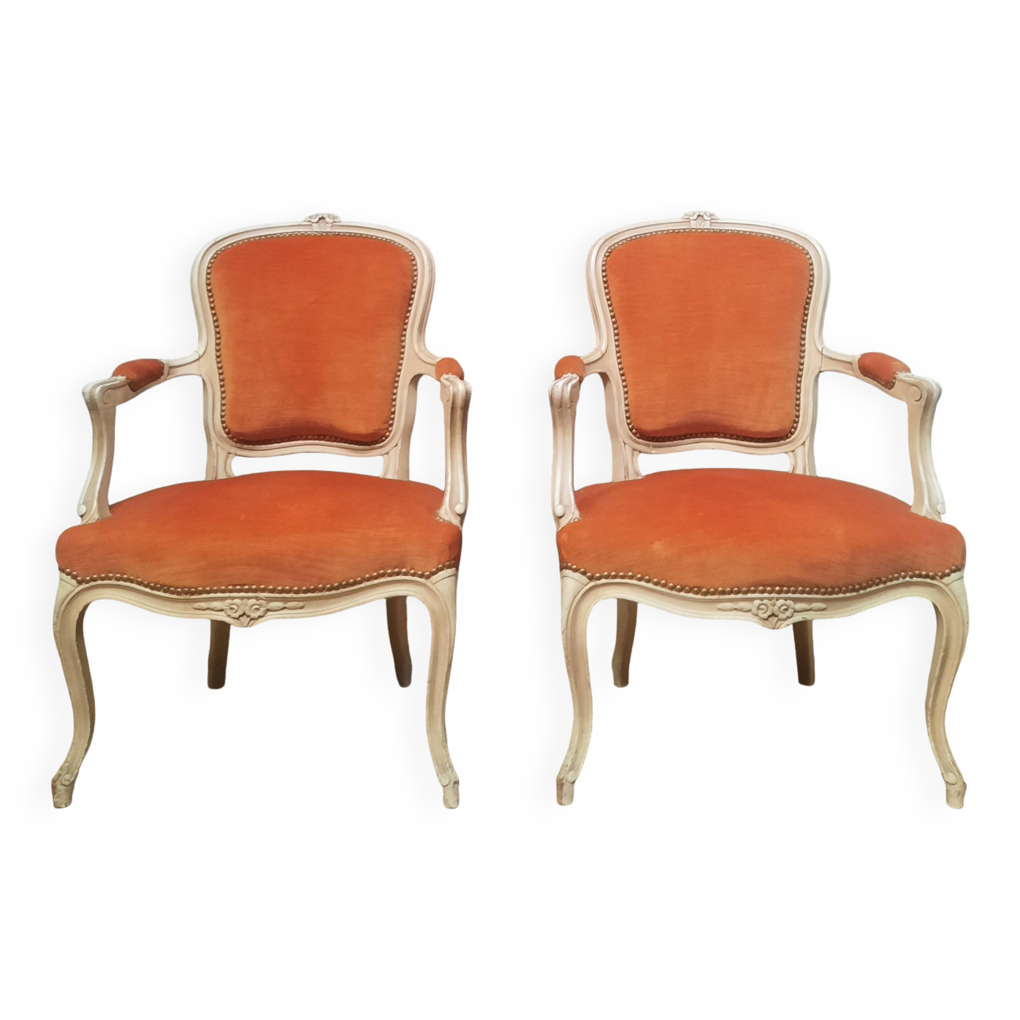 Pair of Louis XV "cabriolet" armchairs