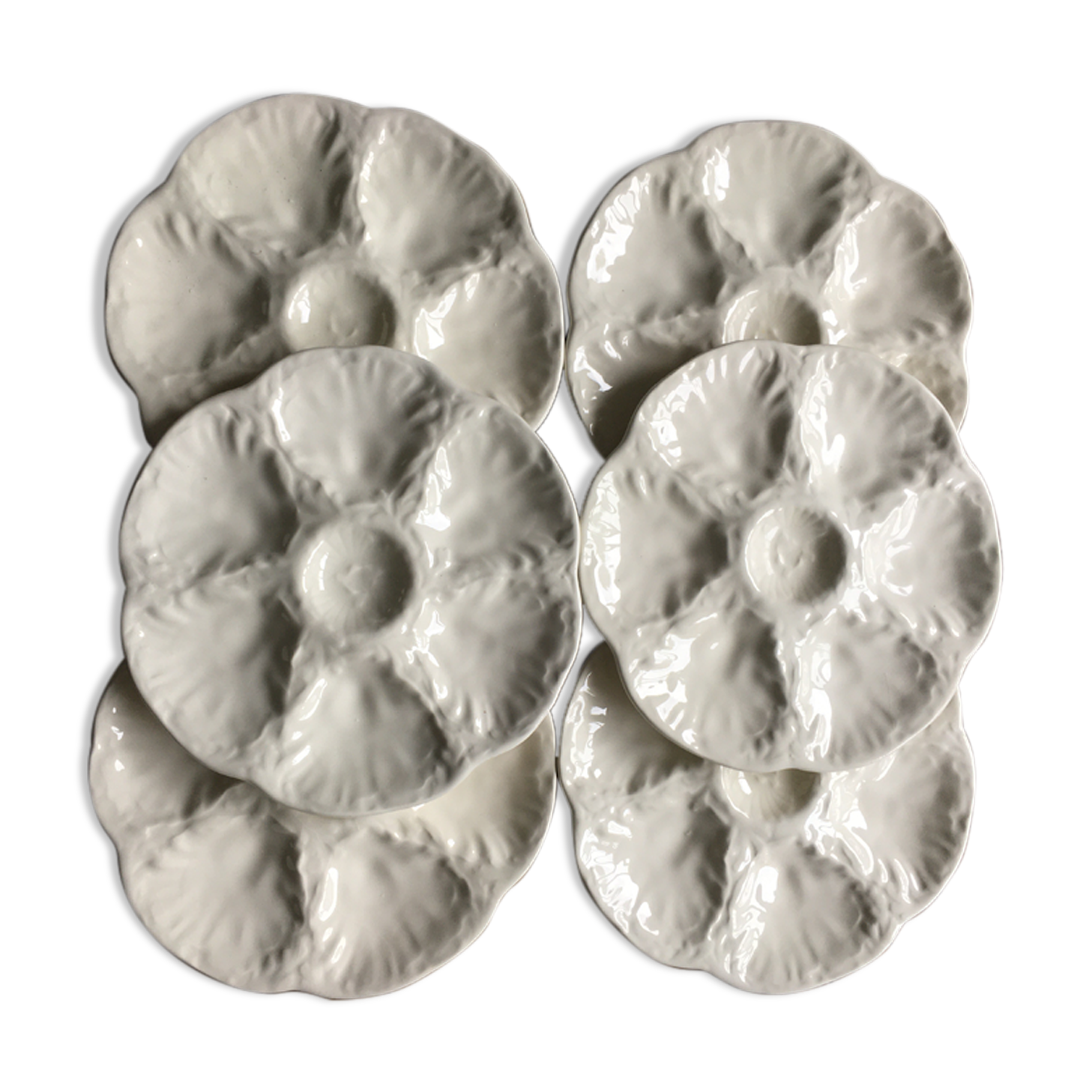 6 oyster plates manufacture of gien