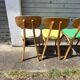 Suite 5 chaises bistrot chêne claire vernis (baumann) pied compas