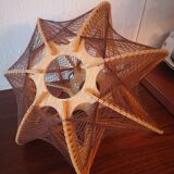 Scandinavian chandelier pendant light 1970s wooden threads