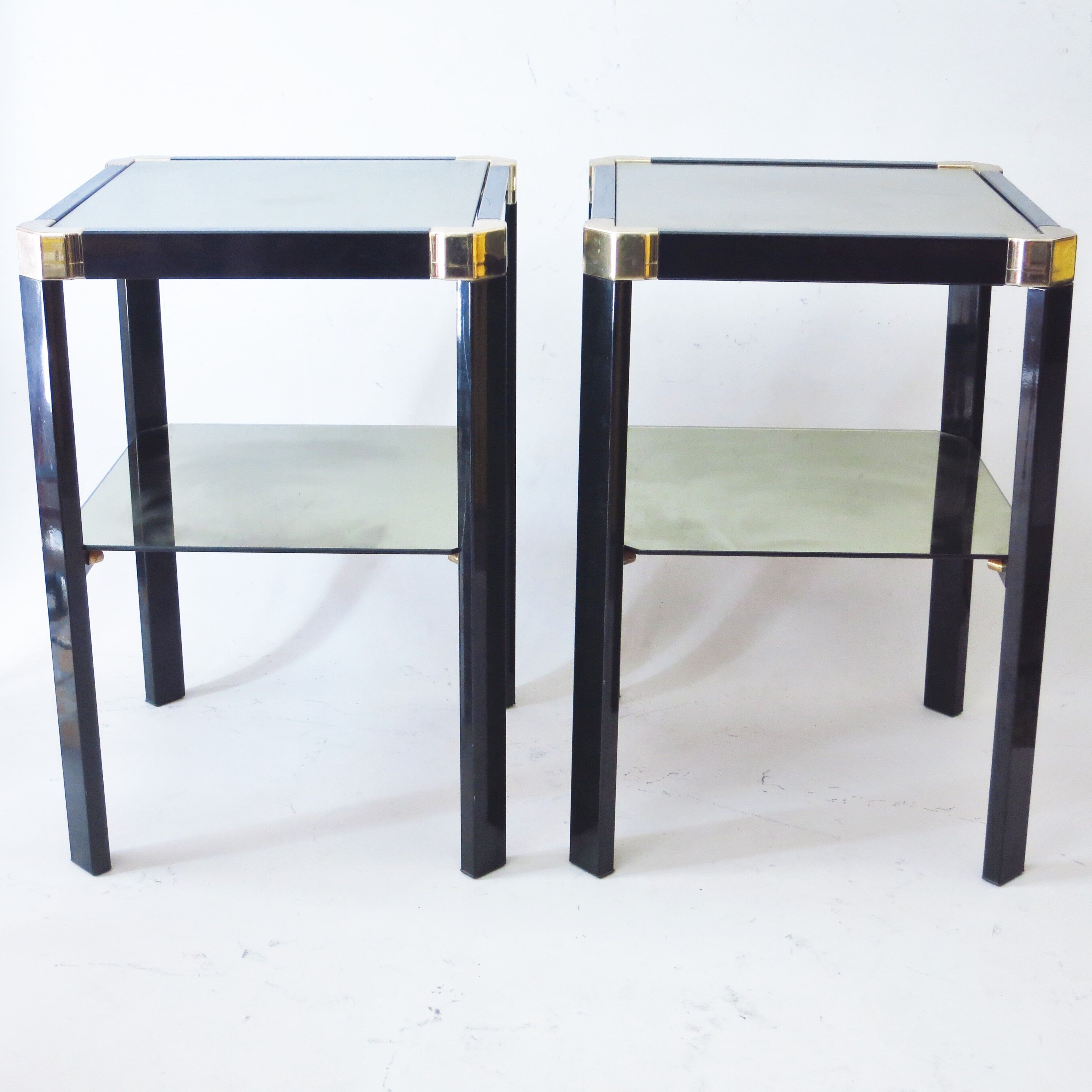 Pair of black and gold side tables Romeo Rega