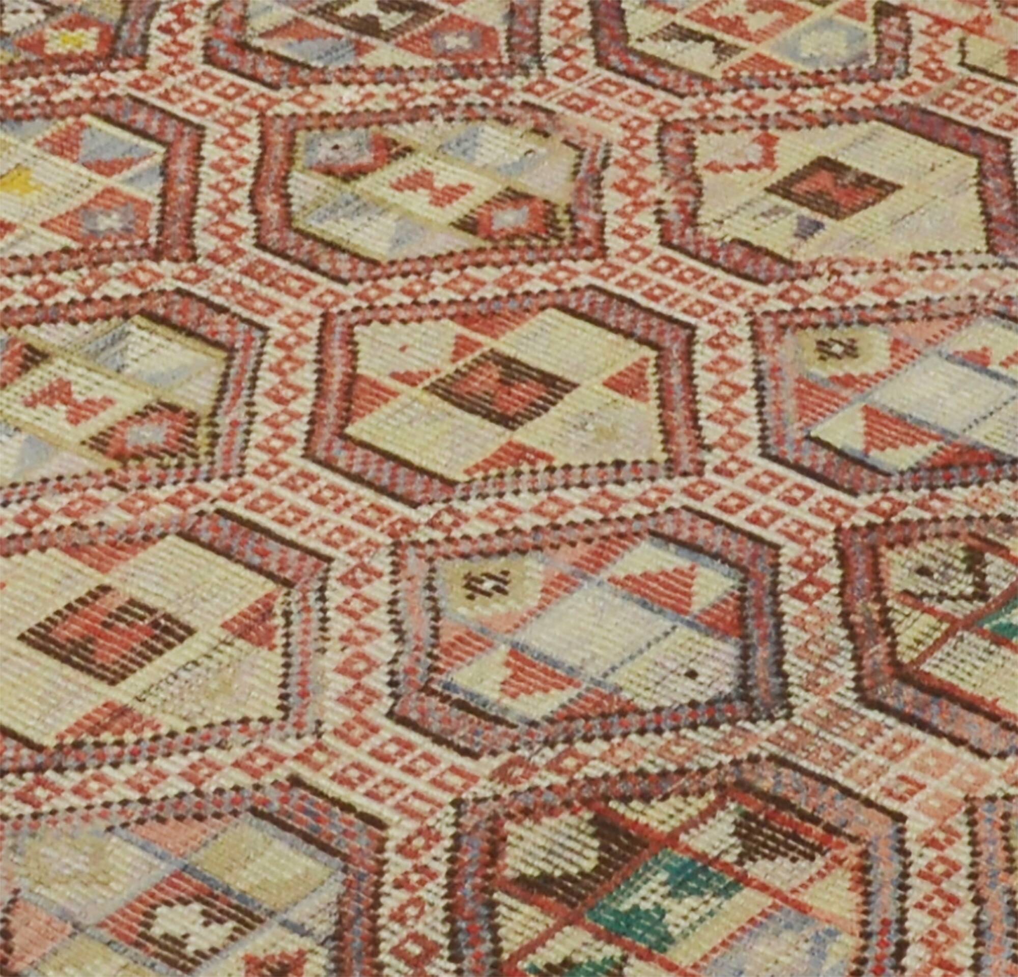 Grand Kilim Oushak Vintage Geometric Red Beige 300 x 160 cm