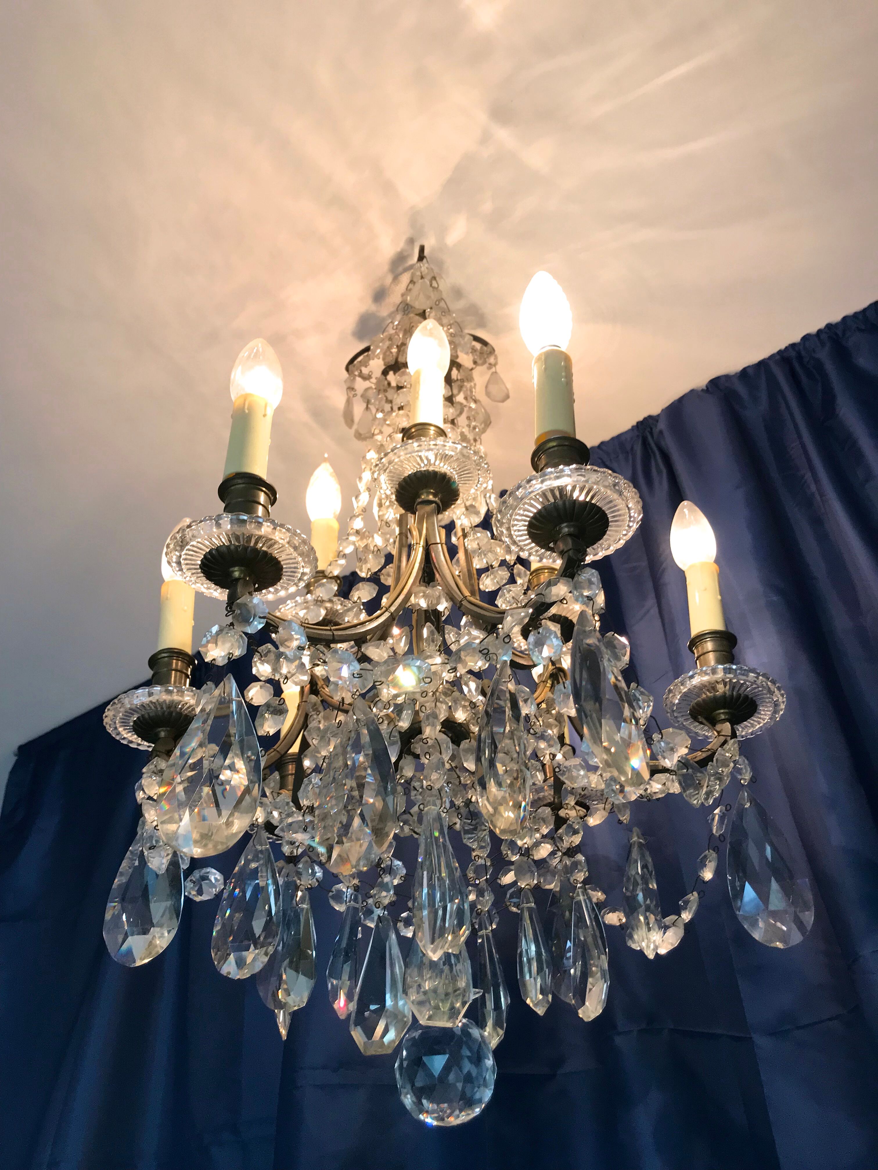 Crystal chandelier diamond cut 9 fires 1880