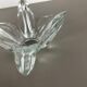 Large French Floral Crystal Glass Shell Bowl by Art Vannes, France, 1970s