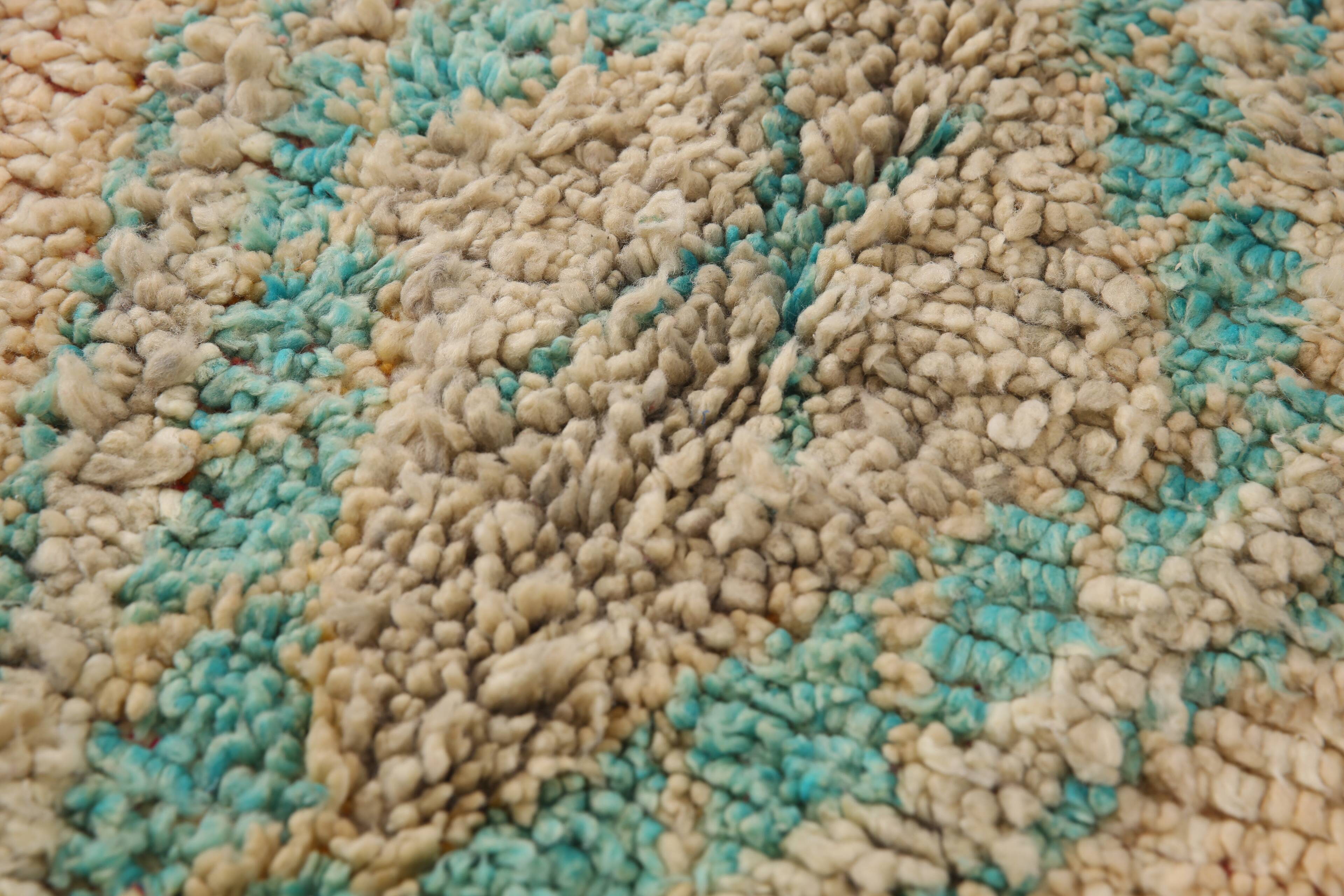 Peach & Turquoise vintage moroccan rug 143 x 249 cm - Berber Rug Handmade